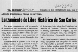 Lanzamiento de libro histórico de San Carlos  [artículo]