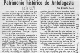 Patrimonio histórico de Antofagasta  [artículo] Ricardo León.