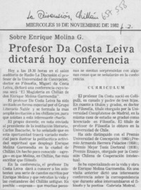 Profesor Da Costa Leiva dictará hoy conferencia.