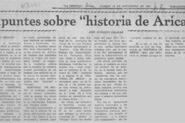 Apuntes sobre "historia de Arica"  [artículo] José Morales Salazar.