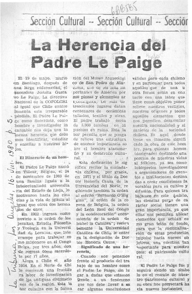 La herencia del Padre Le Paigne.