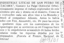 Industrias líticas de San Pedro de Atacama".