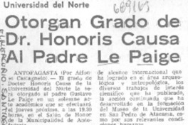 Otorgan grado de Dr. Honoris causa al padre Le Paige.