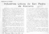 Industraias líticas de San pedro de Atacama.