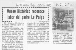 Museo histórico reconoce labor del padre Le Paige.