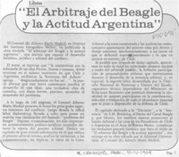 El Arbitraje del Beagle y la actitud Argentina.