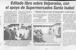 Editado libro sobre Valparaíso, con el apoyo de supermercados Santa Isabel  [artículo].