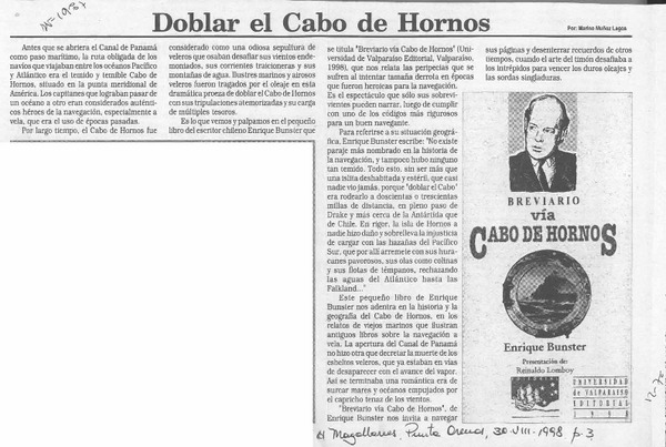 Doblar el Cabo de Hornos  [artículo] Marino Muñoz Lagos.