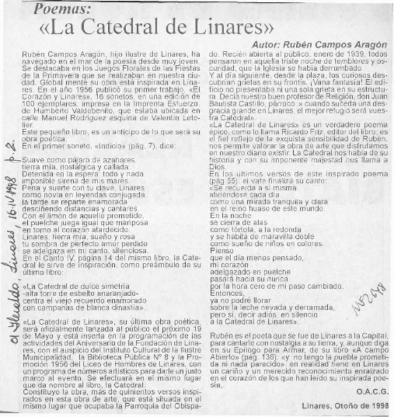"La catedral de Linares"  [artículo] O. A. C. G.