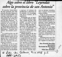 Algo sobre el libro "Leyendas sobre la provincia de San Antonio"  [artículo] Ana Aranda González.