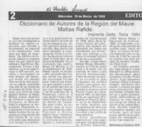 Diccionario de autores de la región del Maule  [artículo].