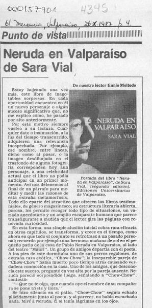 Neruda en Valparaíso de Sara Vial  [artículo] Ennio Moltedo.