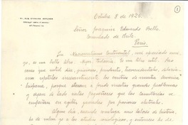[Carta] 1926 oct. 8, Paris, Francia [a] Joaquín Edwards Bello