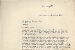 [Carta] 1960 diciembre 15, Santiago, [Chile] [a] Joaquín Edwards Bello
