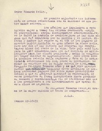 [Carta] 1959 octubre 19, Temuco, [Chile] [a] Joaquín Edwards Bello