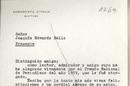 [Carta] 1959 noviembre 19, Santiago, [Chile] [a] Joaquín Edwards Bello