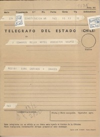 [Telegrama] 1961 febrero 10, Constitución, [Chile] [a] Joaquín Edwards Bello, [Valparaíso]