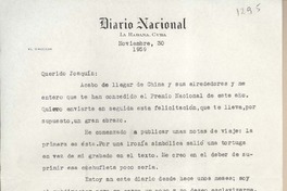 [Carta] 1959 noviembre 30, La Habana [Cuba] [a] Joaquín Edwards Bello