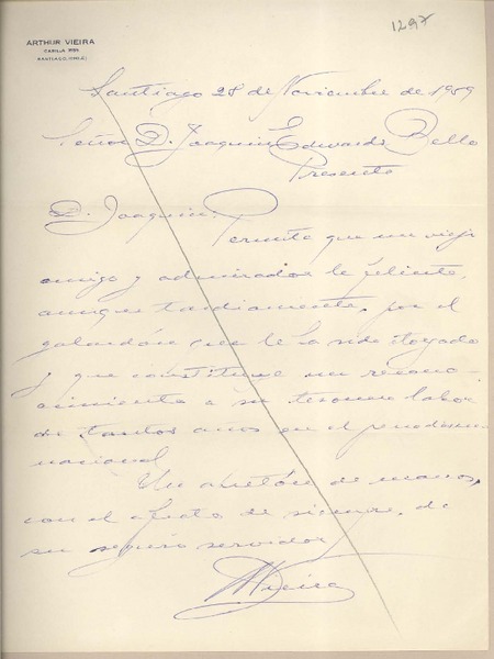 [Carta] 1959 octubre 28, Santiago, [Chile] [a] Joaquín Edwards Bello