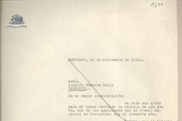 [Carta] 1959 noviembre 24, Santiago, [Chile] [a] Joaquín Edwards Bello