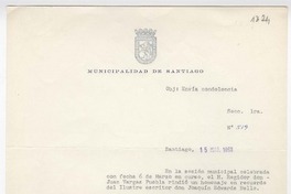 [Carta] 1953 abril 9, Santiago [Chile] [a] Joaquín Edwards Bello