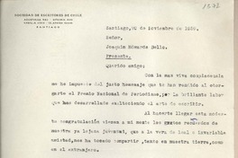 [Carta] 1959 noviembre 20, Santiago, [Chile] [a] Joaquín Edwards Bello