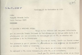 [Carta] 1959 noviembre 29, Santiago, [Chile] [a] Joaquín Edwards Bello
