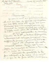 [Carta] 1950 nov. 20, París, Francia [a] Gabriela Mistral