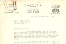 [Carta] 1958 sep. 15, Santiago, Chile [a] Miss Doris Dana, New York