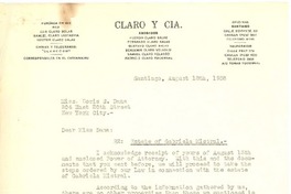 [Carta] 1958 ago. 18, Santiago, Chile [a] Doris Dana, New York