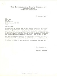 [Carta] 1981 dic. 11, Pennsylvania [a] Doris Dana, New York