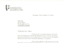 [Carta] 1983 ago. 26, Santiago, Chile [a] Doris Dana, Washington D.C.