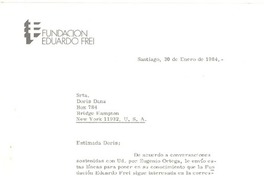 [Carta] 1984 ene. 30, Santiago, Chile [a] Doris Dana, Washington D.C.