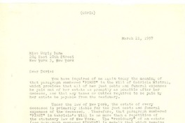 [Carta] 1957. mar. 21, New York [a] Doris Dana, New York
