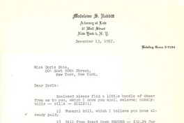 [Carta] 1957 dec. 13 New York [a] Doris Dana, New York