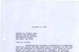 [Carta] 1957 dic. 6, [New York] [a] Richard V. Whalen, Esq., New York