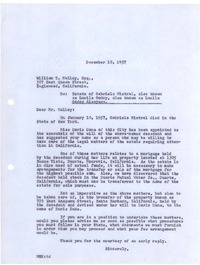 [Carta] 1957 dic. 10, [New York] [a] William T. Malloy, Esq., California