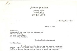 [Carta] 1958 apr. 7, New York [a] Doris Dana, New York