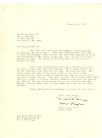 [Carta] 1957 jan. 20, New York [a] Madeleine S. Redditt, New York