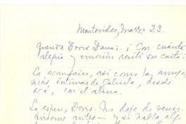 [Carta] [1960?] mar. 23, Montevideo, Uruguay [a] Doris Dana, [New York]