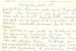 [Carta] [1960?] jul. 18, Montevideo, Uruguay [a] Doris Dana, [New York]