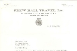 [Carta] 1954 abr. 24, New York [a] Doris Dana, [New York]