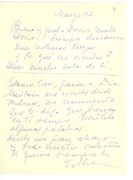 [Carta] [1966] mar. 12, Montevideo, Uruguay [al] Doris Dana [New York]