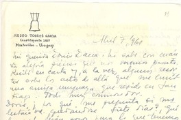 [Carta] 1960, abr. 7, Montevideo, Uruguay [al] Doris Dana, [New YorK]