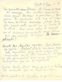 [Carta] 1960, ago. 3 [Montevideo, Uruguay] [al] Doris Dana, [New YorK]
