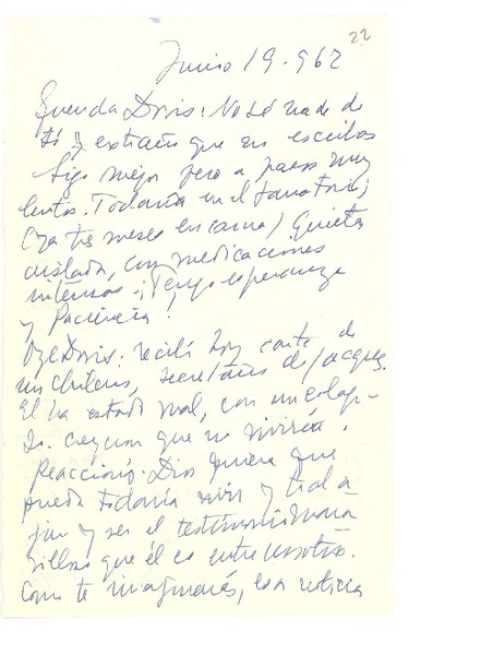 [Carta] 1962, jun. 19, Montevideo, Uruguay [al] Doris Dana, [New YorK]