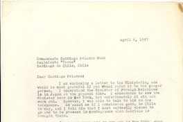 [Carta] 1957, abr. 6, New York [a] Santiago Polanco Nuño, Santiago, Chile