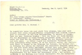 [Carta], 1954 apr. 8, Hamburg, Alemania [a] Gabriela Mistral