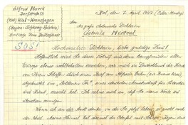 [Carta], 1947 apr. 7, Kiel, Alemania [a] Gabriela Mistral