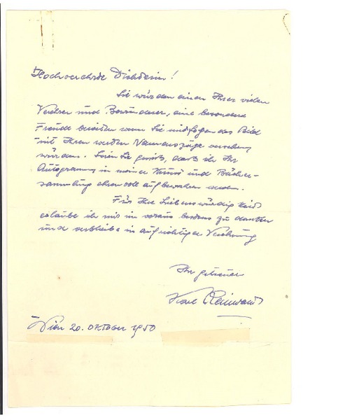 [Carta], 1950 oct. 20, Wien, Österreich [a] Gabriela Mistral